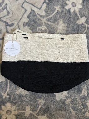 Mia Melange Two-Tone Knit Bag - Cream & Black